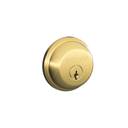 Schlage Schlage B-Series Bright Brass Brass Single Cylinder Deadbolt B60605